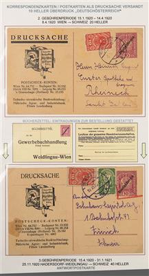 Poststück - Österr. I. Rep. - Partie Ganzsachen als Drucksache verwendet, - Briefmarken