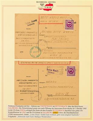 Poststück - Partie Rotkreuz (Transit-) post 1945 vorwiegend aus Oberösterreich, - Známky