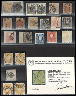 .gestempelt/*/(*)/Briefstück - Sammlung Lombardei u.a. mit Nr. 2MIII tiefschwarz im waagr. Paar aufBriefstück, - Briefmarken