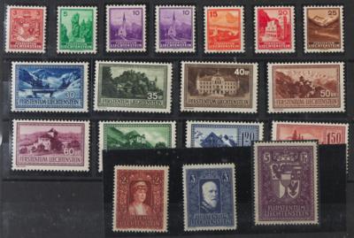 ** - Liechtenstein Nr. 126/42 (mit Nr. 128 x u. z) - Freim. Ausg. kpl., - Stamps