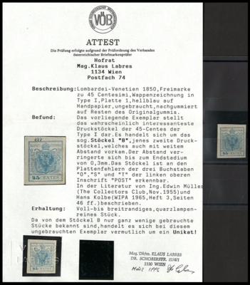 (*) - Lombardei Nr. 5HI Platte 1 hellblau, - Stamps