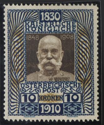 ** - Österr. 1910 - 10 Kronen zentr. postfr. Prachtstück - Známky