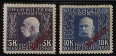 ** - Österr. Feldpost - Ausg. f. Serbien Nr. 22PI/42PI (ROTER AUFDRUCK), - Briefmarken