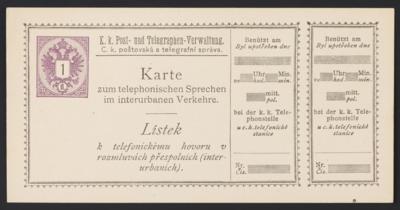 ** - Österr. Monarchie - Telephondienst - Sprechkarten - Spez. Dr. Ferchenbauer Nr. 9 (Sept./Oktober 1889), - Stamps