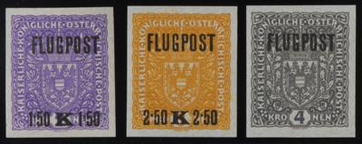 ** - Österr. Nr. 225xU/227xU (Flugpostmarken 1918 auf hellgrauem Papier UNGEZÄHNT), - Francobolli
