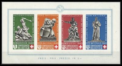 ** - Schweiz Block Nr. 5 (Bundesfeier) postfr. Prachtblock   ANK. 460.- , - Briefmarken