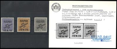 * - Tschechosl. Flug  Mi. Nr. 71/73 mit Aufdr. "POSTA CESKOSLOVENSKA 1919" Orig.-G. - Prachtsatz, - Francobolli