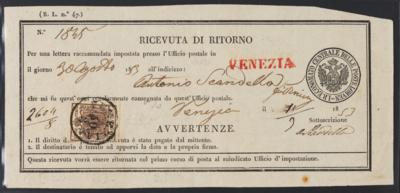 Poststück - Lombardei - Venetien Nr. 4 H I auf Retour - Recepisse zu einem rekommandierten Ortsbrief in VENEZIA, - Známky