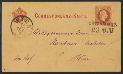 Poststück - Österr. 1879 - Bahnpost: "GÖTZENDORF/23.9. V", - Známky