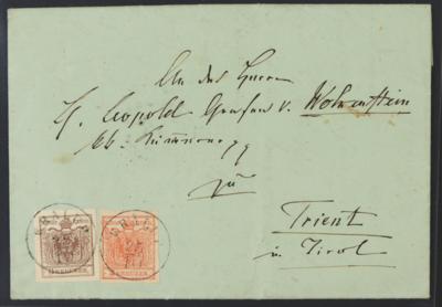 Poststück - Österr. Abstempelungen Ausg. 1850 - Böhmen - Österr. Nr. 3 M + 4 M, - Briefmarken