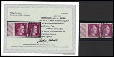 ** - Österr. 1945 - Grazer Aushilfsausgabe Nr. 688DD (40 Pfg. Grazer mit schrägem (Teil) aufdruck, - Stamps