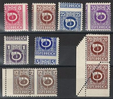 ** - Österr. 1945 - Posthornausgabe - Partie Verzähnungen, - Francobolli