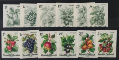 ** - Österr. Freimarkenausgabe 1966 (Obstserie) - Nr. 1253U/58U sowie die komplette Serie aller 36 Phasendrucke, - Briefmarken