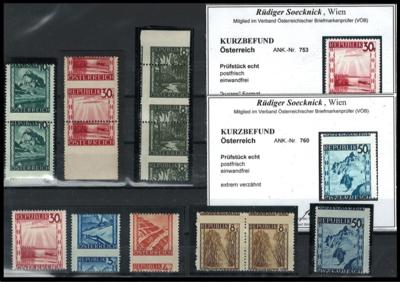 ** - Österr. II. Rep. - Ausgabe Bunte Landschaft - kl. Partie Verzähnungen, - Briefmarken