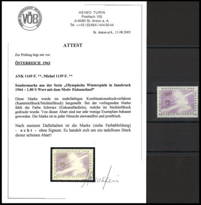 ** - Österr. Nr. 1169FI (Eisläuferin Olympiade Innsbruck 1964 SCHWARZDRUCK FEHLEND), - Briefmarken