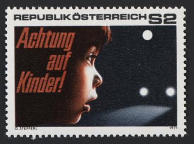 ** - Österr. Nr. 1384F (Verkehrssicherheit 1971 mit FEHLENDEM GRÜNDRUCK), - Známky