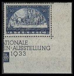 ** - Österr. WIPA Faser aus Block (Nr. 556 B) re. unteres Eckrandstück, - Briefmarken