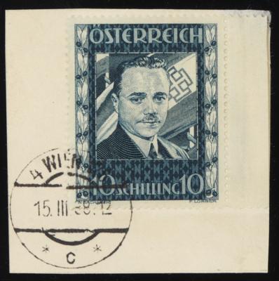 Briefstück - Österr. - 10S DOLLFUß gestempelt lose mit dazugehörigem Briefstück vom LETZTTAG (15.3.1938!!), - Stamps