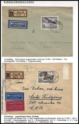 Poststück/Briefstück - Spezialpartie Poststücke Ausg. Flug 1950/53 mit hohen Frankaturen, - Známky