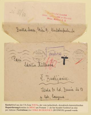 Poststück - Nachkriegs (Schmuggel-) Post aus der Tschechosl. 1945 aus BRÜNN und BUDWEIS, - Známky