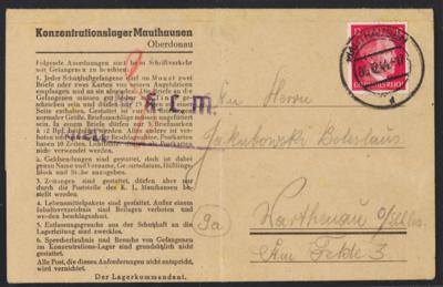 Poststück - Ostmark - Vordruckbrief mit Vordruckinhalt aus dem KZ GUSEN aus 1942, - Francobolli