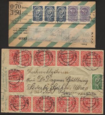 Poststück - Reichh. Partie Poststücke Österr. I. Rep. ca. 1919/1921 u.a. mit Auslandspost (dabei auch Neufundland), - Stamps