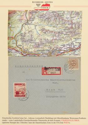 Poststück - Tirol INNSBRUCK LANDECK 1945 - ca. 30 Belege u.a. Franz. Zensuren, - Briefmarken