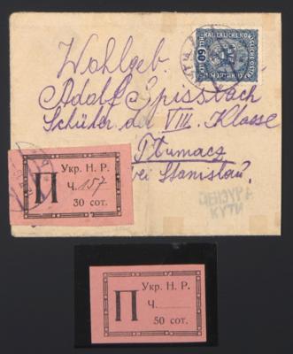 /Briefstück/(*) - Westukraine Nr. 5 auf gefaltetem Kuvert nach Tlumacz aus 1919, - Známky