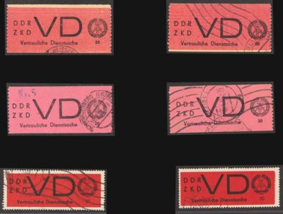 .gestempelt - DDR Dienstm. für vertrauliche Dienstsachen Nr. 1A + 2 + 3x, - Briefmarken