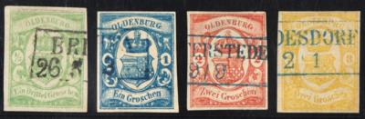 .gestempelt - Oldenburg Nr. 10 a (hellblaugrün) gepr. W. Engel BPP u. verschwommenes Signum, - Stamps