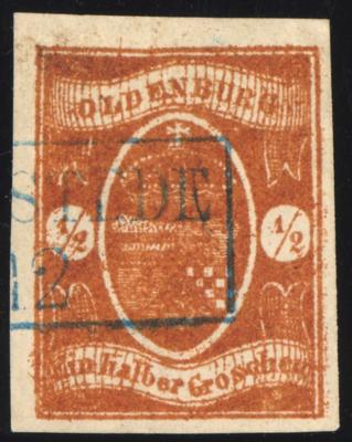 .gestempelt - Oldenburg Nr. 11 a (1/2 Groschen) klar gestplts. breitrandiges Prachtstück, - Stamps