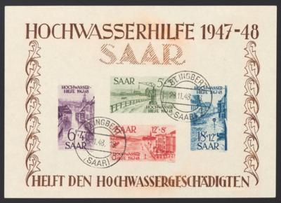 .gestempelt - Saarland Block Nr. 1 u. 2(Hochwasserhilfe) mit Stpl. "ST. INGBERT 28.11.48./18", - Briefmarken