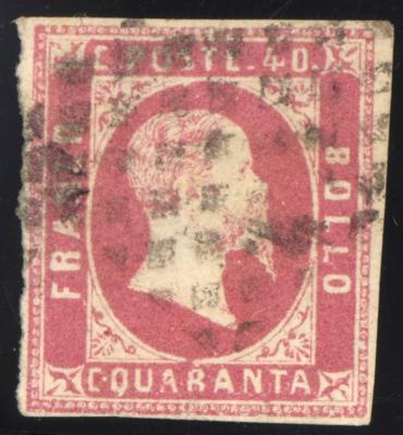 .gestempelt - Sardinien Nr. 3a (40 C. rosa) unten eng- sonst vollrandiges Prachtstück, - Stamps