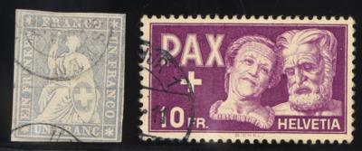 .gestempelt - Schöne Sammlung SCHWEIZ Ausg. 1851/1971 mit Dienst- u. Portom., - Briefmarken
