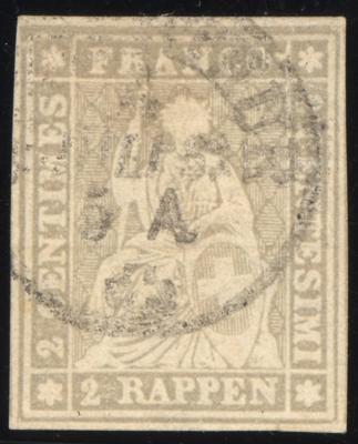 .gestempelt - Schweiz Nr. 19 (2 Rappen grau) allseits vollrandiges Kabinettstück, - Briefmarken