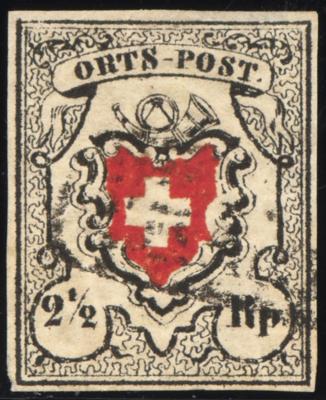 .gestempelt - Schweiz Nr. 5 IIa (ohne Kreuzeinfassung) "ORTS-POST" allseits vollrandiges Prachtstück (Type 5), - Briefmarken
