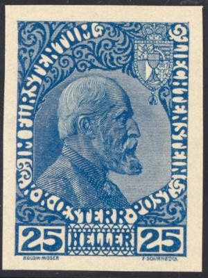 ** - Liechtenstein Nr. 3 ya U (25 Heller normales Papier) ungezähntes postfr. einwandfreies Prachtstück, - Briefmarken