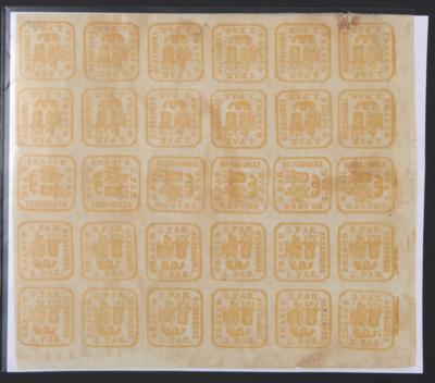 **/* - Rumänien Nr. 8Ix in Einheit zu 30 Stück incl. 6 Kehrdruckpaare um 180 Grad, - Briefmarken