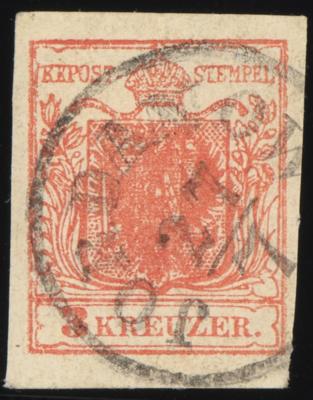 .gestempelt - Österr. Ausg. 1850 - Nr. 3M tomatenrot, - Briefmarken