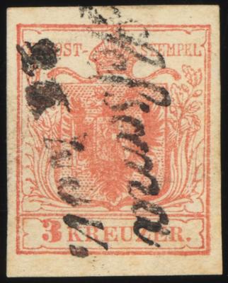 .gestempelt - Österr. Ausg. 1850 - Nr. 3M Type Ib tomatenrot, - Známky