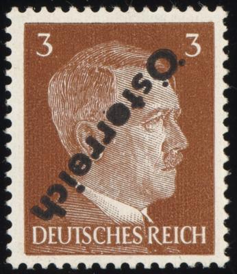 ** - Österr. 1945 - Nr. (8) Kcx(Kopfstehender Aufdruck mit geriffeltem Gummi), - Francobolli