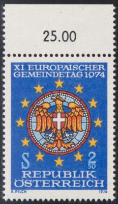 ** - Österr. Nr. (15) (nicht verausgabte GEMEINDETAGSMARKE) vom Bogenoberrand, - Briefmarken