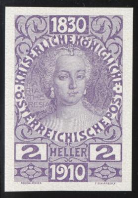 ** - Österr. Nr. 162U (2 Heller 1910 Maria Theresia UNGEZÄHNT), - Briefmarken