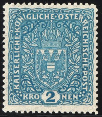 ** - Österr. Nr. 208IIBa (Freimarke zu 2 Kronen hellblau auf Faserpapier mit Lz 11 1/2), - Briefmarken