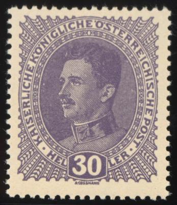 ** - Österr. Nr. 224y (30 Heller Kaiser Karl 1917 auf DICKEM PAPIER), - Briefmarken