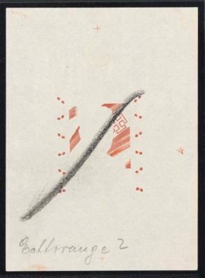 (*) - Österr. Nr. 588 Ph (10 S Dollfuß) ungezähnter Phasendruck von Fahne und Lorbeer in bräunlichkarmin, - Briefmarken