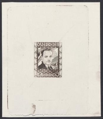 (*) - Österr. Nr. 588 PU II (10 S Dollfuß) ungezähnter Einzelabzug in Schwarzbraun (110 x 130 mm), - Briefmarken