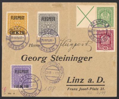 Poststück - Destinationen: Linz - flieger - Kurierlinie Krakau -Wien, - Briefmarken