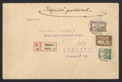 Poststück - Flieger - Kurierlinie Budapest - Lemberg: Portogerechter, - Briefmarken