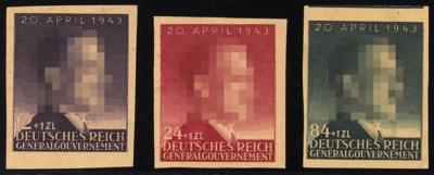 (*) - D. Bes. WK II - Gen. Gouv. Nr. 101P4/103P4 UNGEZÄHNT (= auf Andruckpapier), - Briefmarken